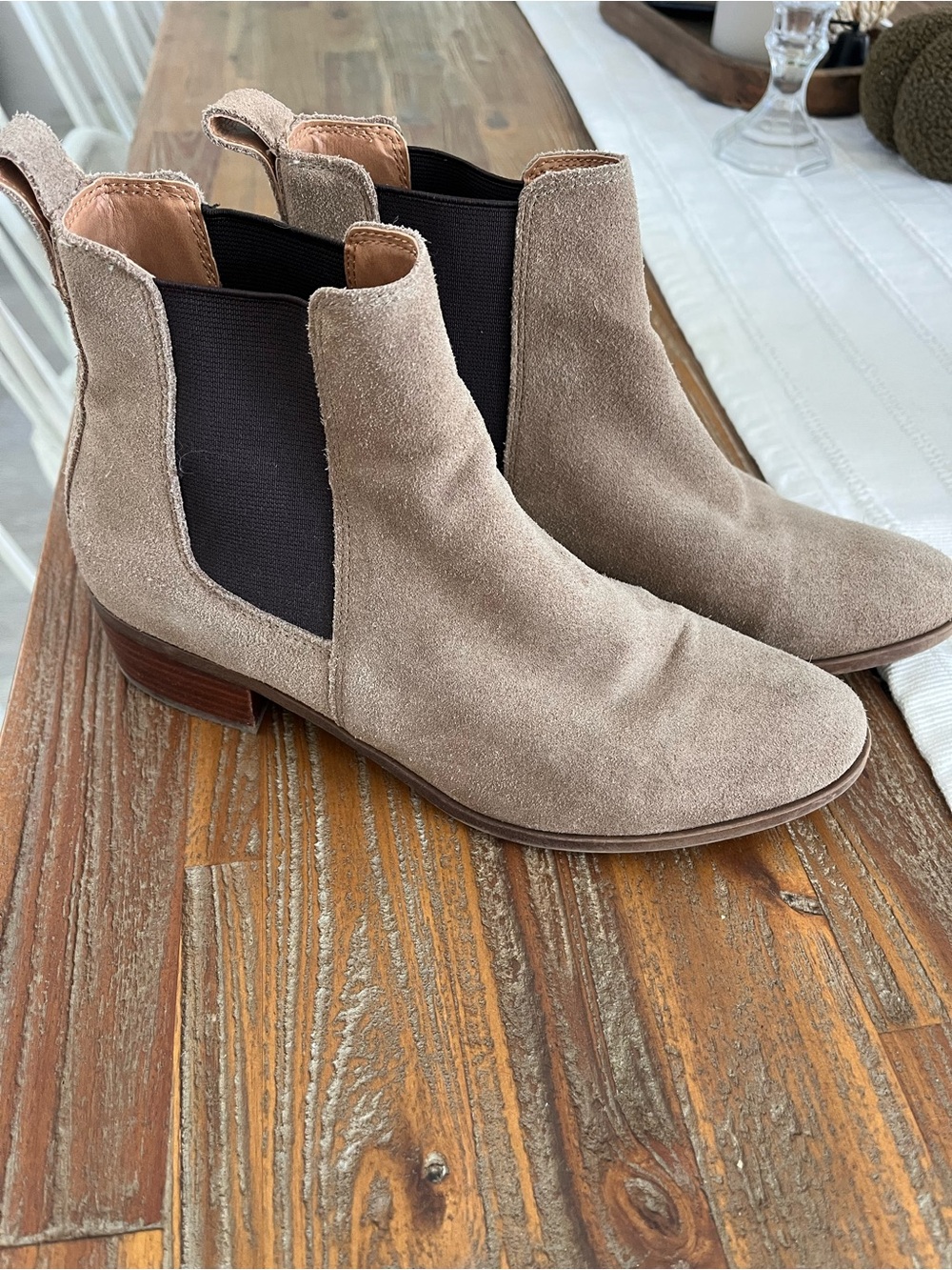Steve Madden Taupe Suede Chelsea Booties